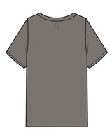 The Womens Heavyweight Tee - Washed Gray - Grove Pilates - Center Chest Stacked & Back Neckline - Tone on Tone