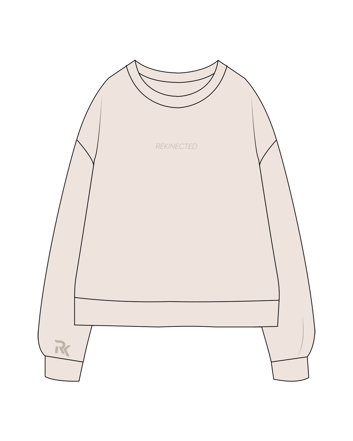 The Recycled Womens Crewneck - Polar - REKINECTED - Center Chest & Right Sleeve - Embroidered - Tone on Tone