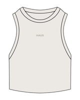 The Ribbed Crop Tank - Bone - Haus of Fitness - Center Chest - Embroidered - Tone on Tone
