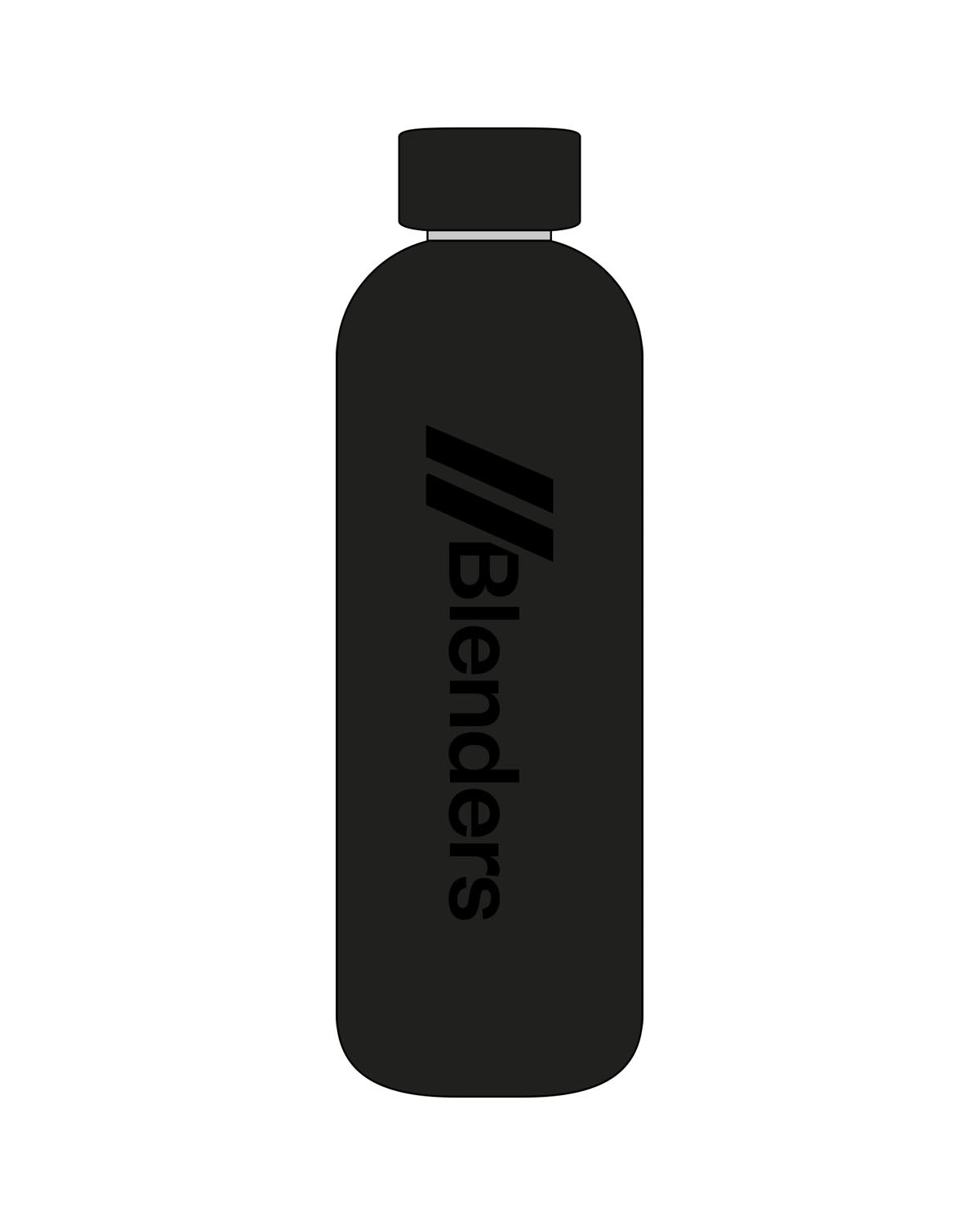 The Water Bottle - Black - Blenders - Vertical Logo - Printed - Tone on Tone