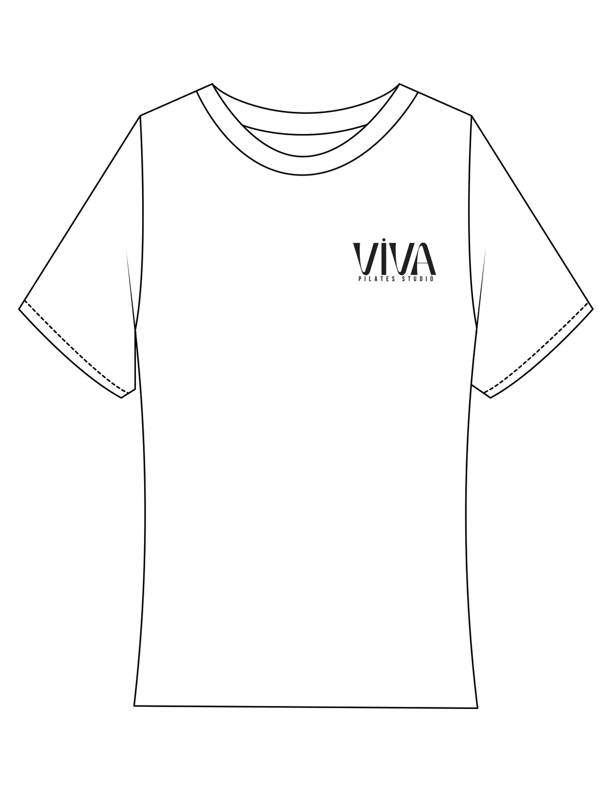 The Baby Tee - White - Viva Pilates - Left Chest - Printed - Black