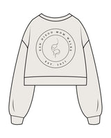 The Womens Crop Crewneck - Bone - SD Mom Walks - Left Chest & Back Center " SAN DIEGO " - Printed - Black