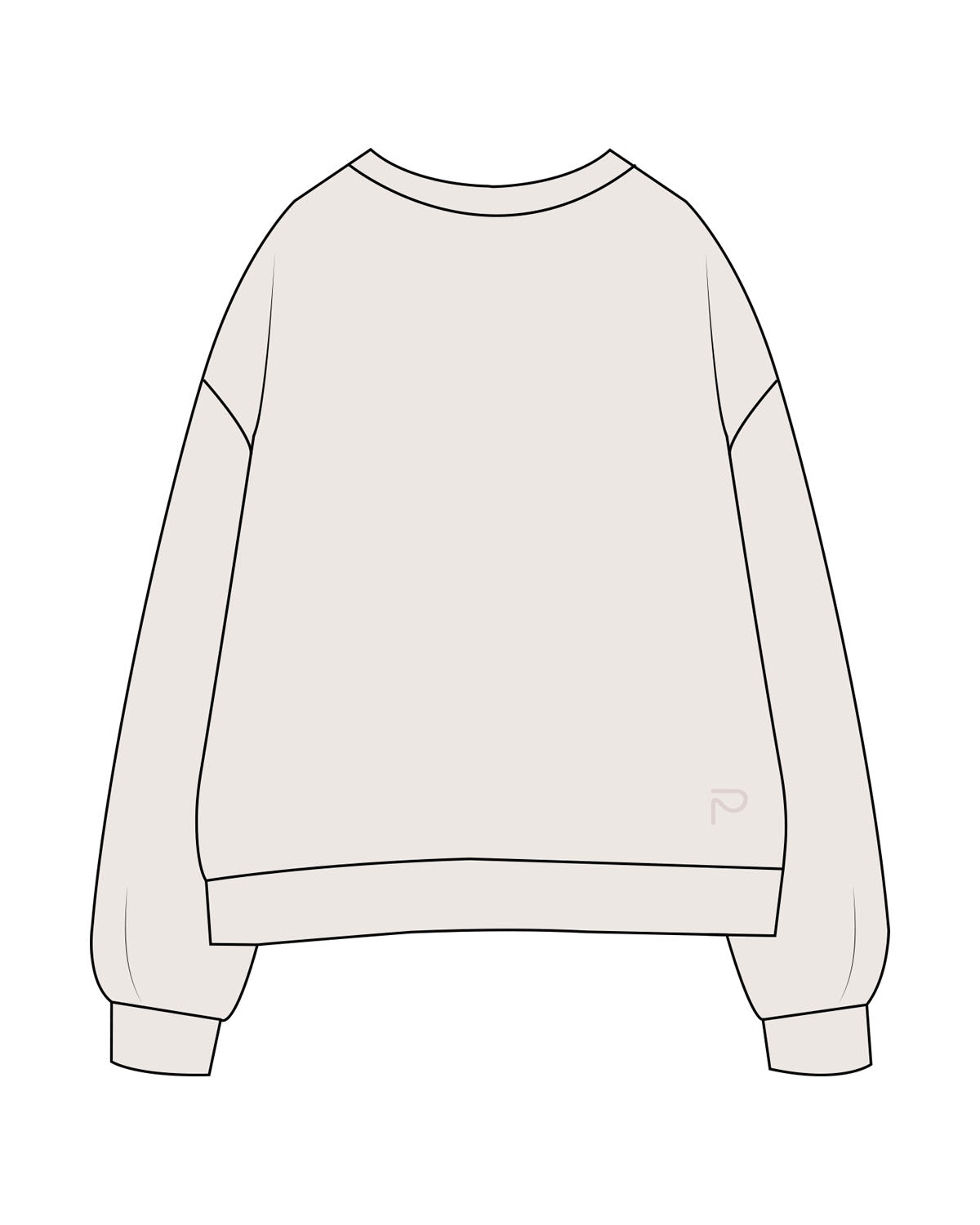 The Womens Crewneck - Bone - Primarie Pilates - Left Chest & Back Bottom - Embroidered - Bone