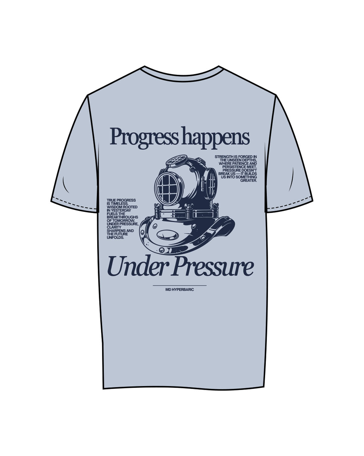 The Womens Tee - Powder - MD Hyperbaric - Left Chest Round & Back Illustration - Printed - Navy
