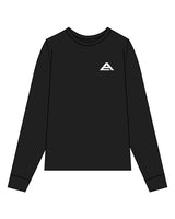 The Womens Long Sleeve - Black - Athletic Culture - Left Chest & Back Center Stacked - White