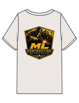 The Mens Heavyweight Tee - Washed Bone - ML Contracting LLC - Left Chest Flag & Back Image - Printed - Full Color