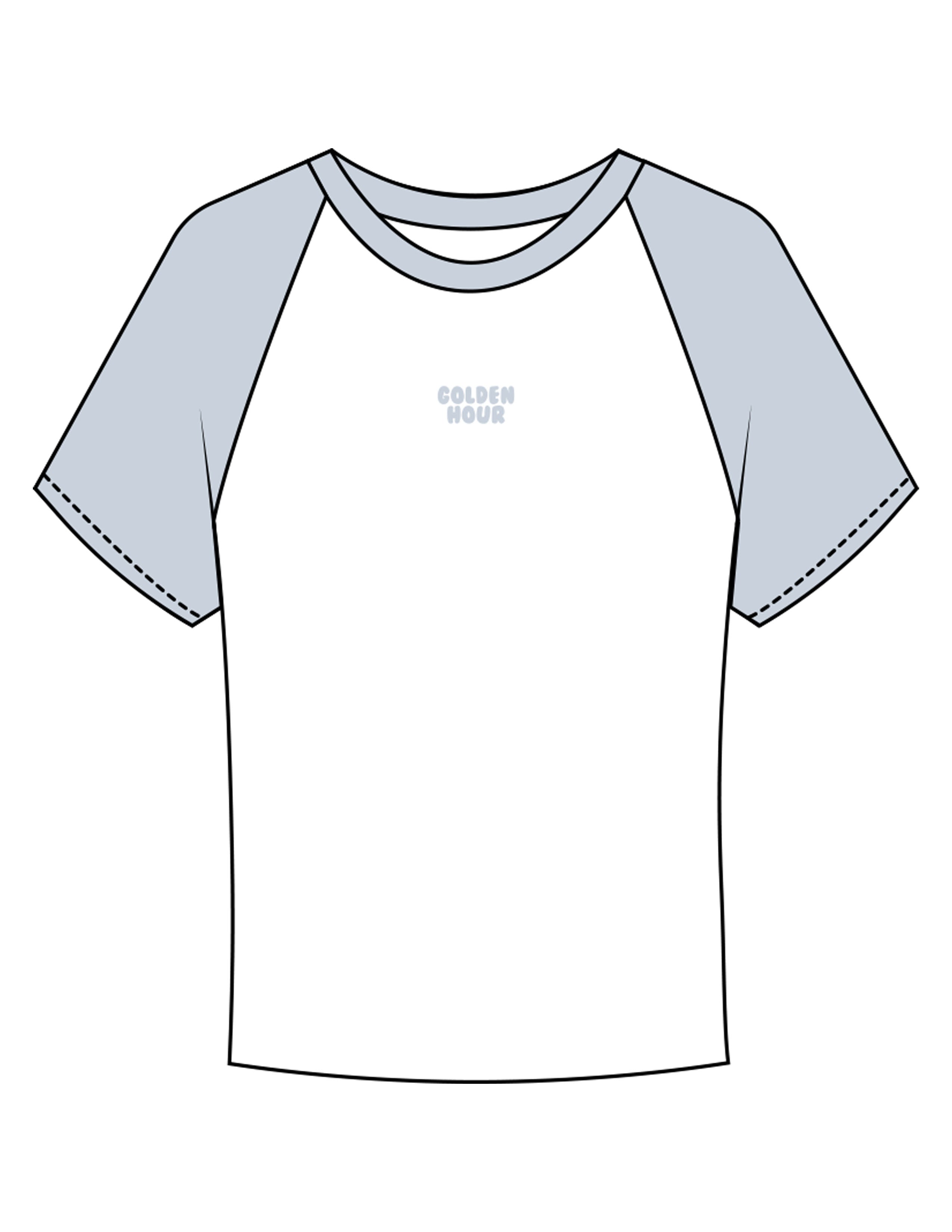 The Micro Rib Baby Tee - White / Baby Blue - Golden Hour - Center Chest Stacked - Printed - Baby Blue
