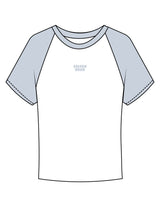 The Micro Rib Baby Tee - White / Baby Blue - Golden Hour - Center Chest Stacked - Printed - Baby Blue