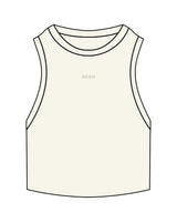 The Ribbed Crop Tank - Off White - Sesh Studio - Center Chest - Embroidered - Tone on Tone