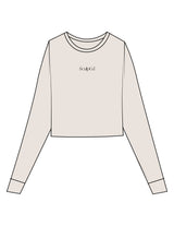 The Micro Rib Crop Long Sleeve - Natural - Sculpt'd Studios - Center Chest - Printed - Brown