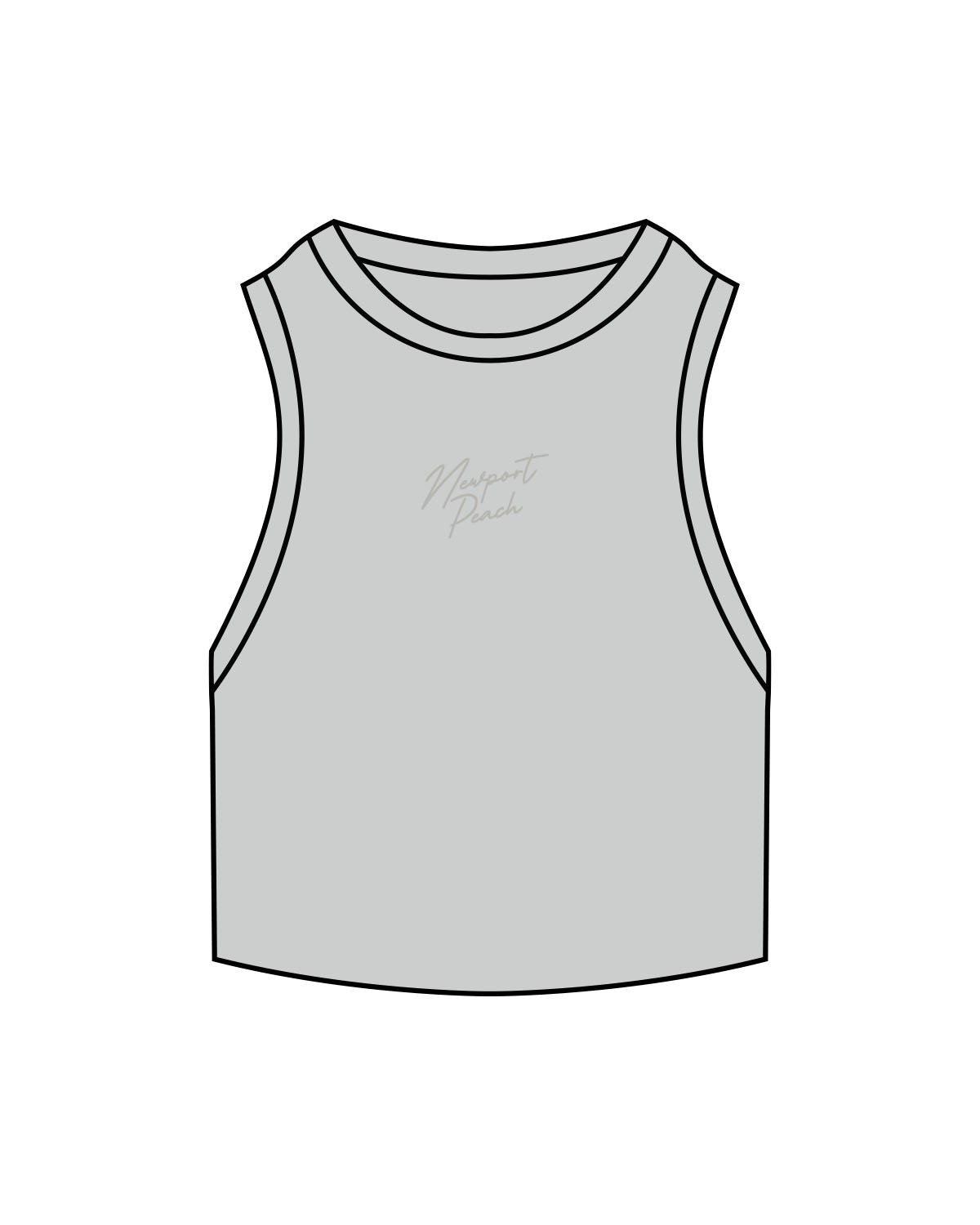 The Ribbed Crop Tank - Storm - Newport Peach - Center Chest Stacked - Embroidered - Tone on Tone