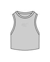 The Ribbed Crop Tank - Storm - Newport Peach - Center Chest Stacked - Embroidered - Tone on Tone