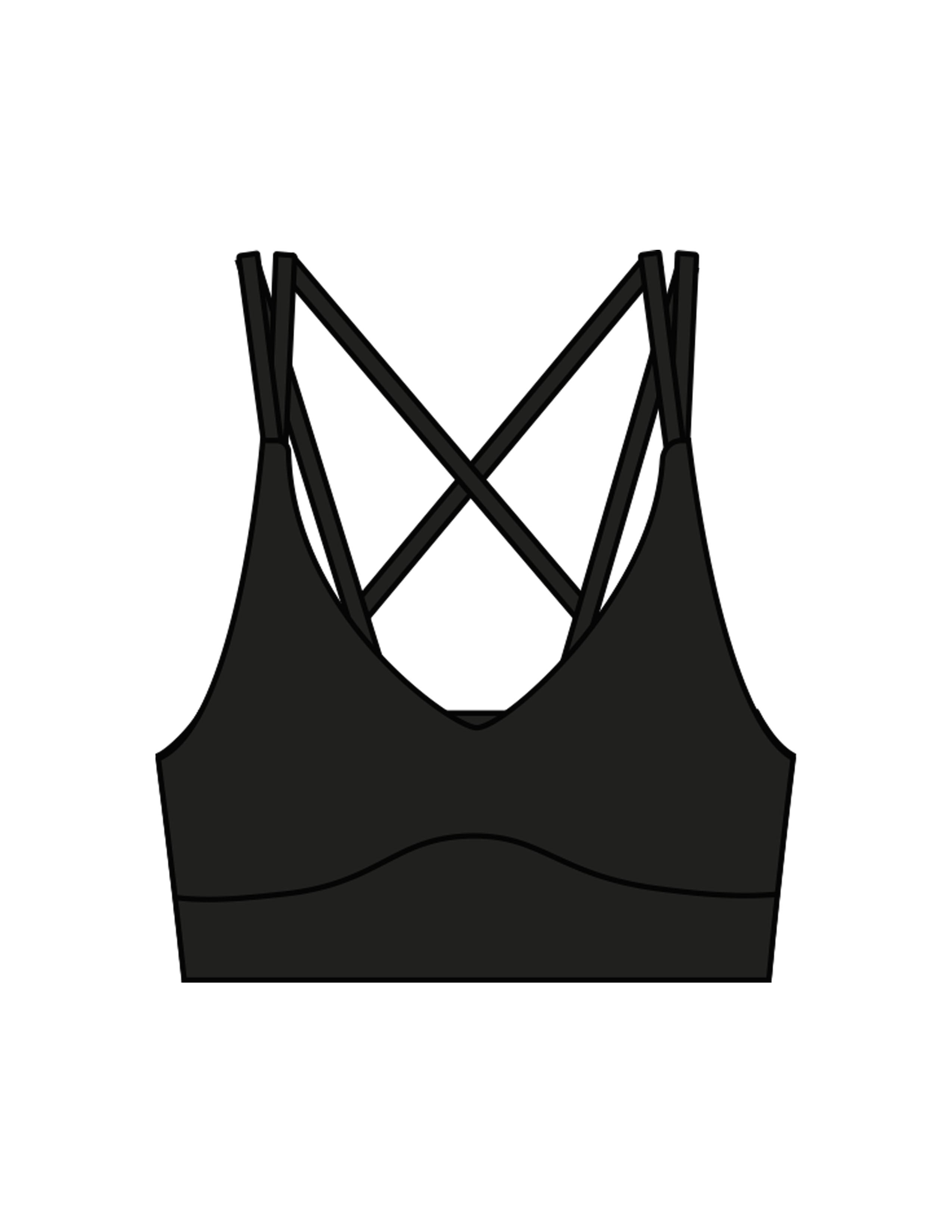The Strappy Bra - Black - BlueCarrot - Center Back - Printed - White