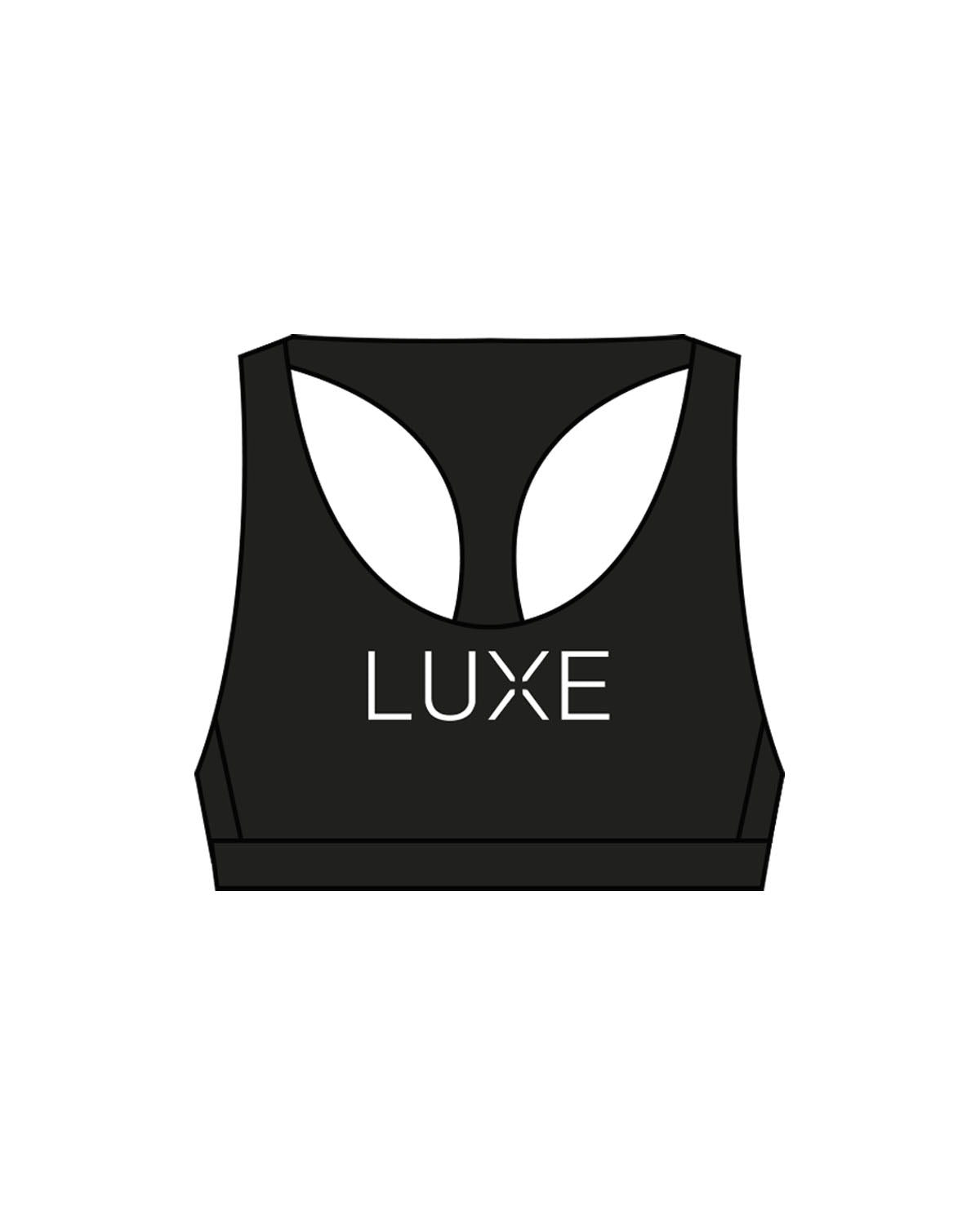 The Racer Bra - Black - Lagree Luxe - Center Chest - Printed - White