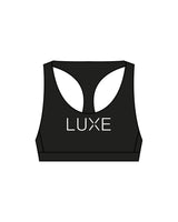The Racer Bra - Black - Lagree Luxe - Center Chest - Printed - White