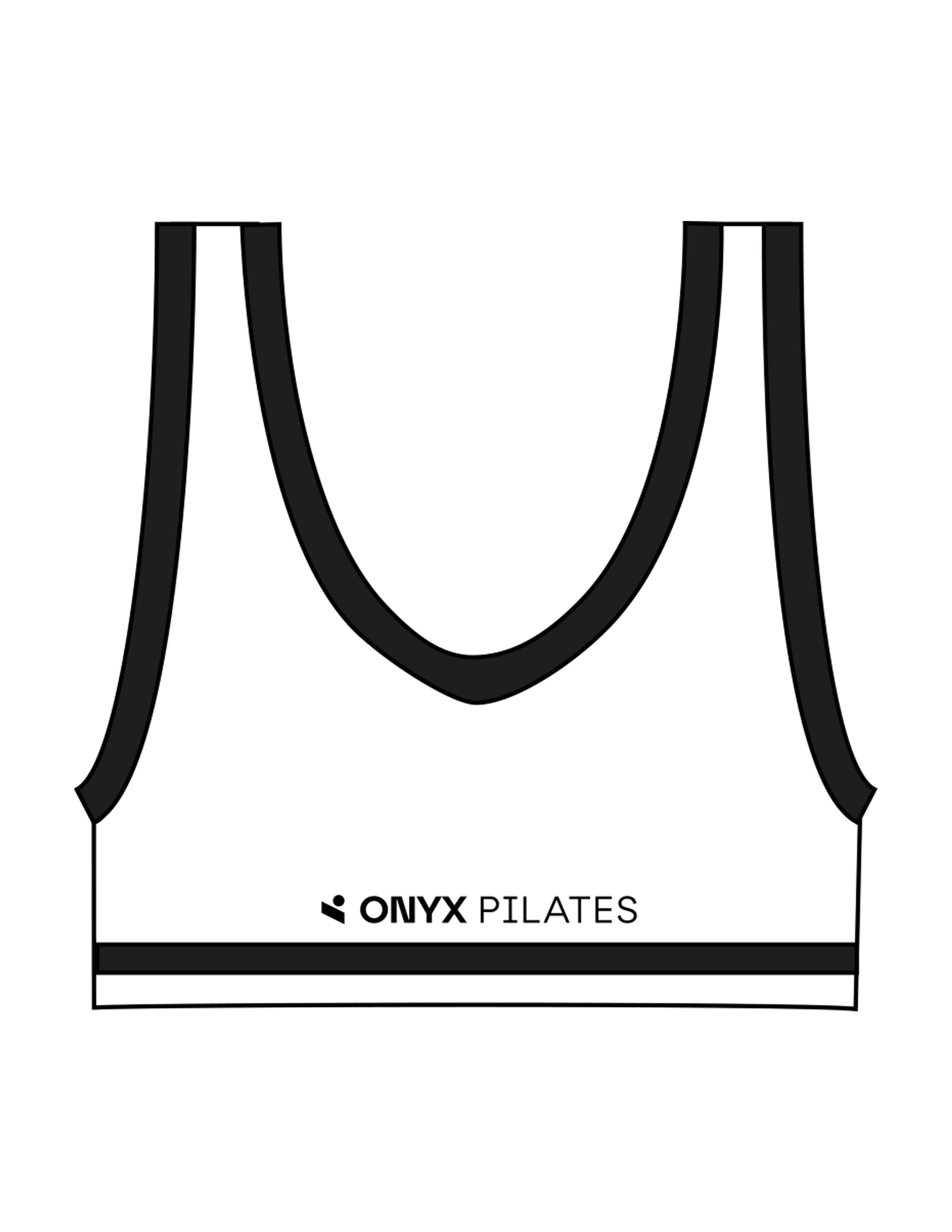 The Piped Bra - White - Onyx Fit - Left Chest & Bottom Back - Printed - Black
