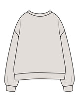 The Womens Crewneck - Bone - Pilates Practice - Center Chest - Embroidered - Dark Bone