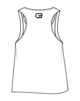The Crop Tank - White - Cyclebar - Center Chest Stacked & Back Neckline - Black
