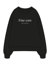 The Mens Crewneck - Black - Fine Core Pilates - Center Chest Stacked - Printed - White