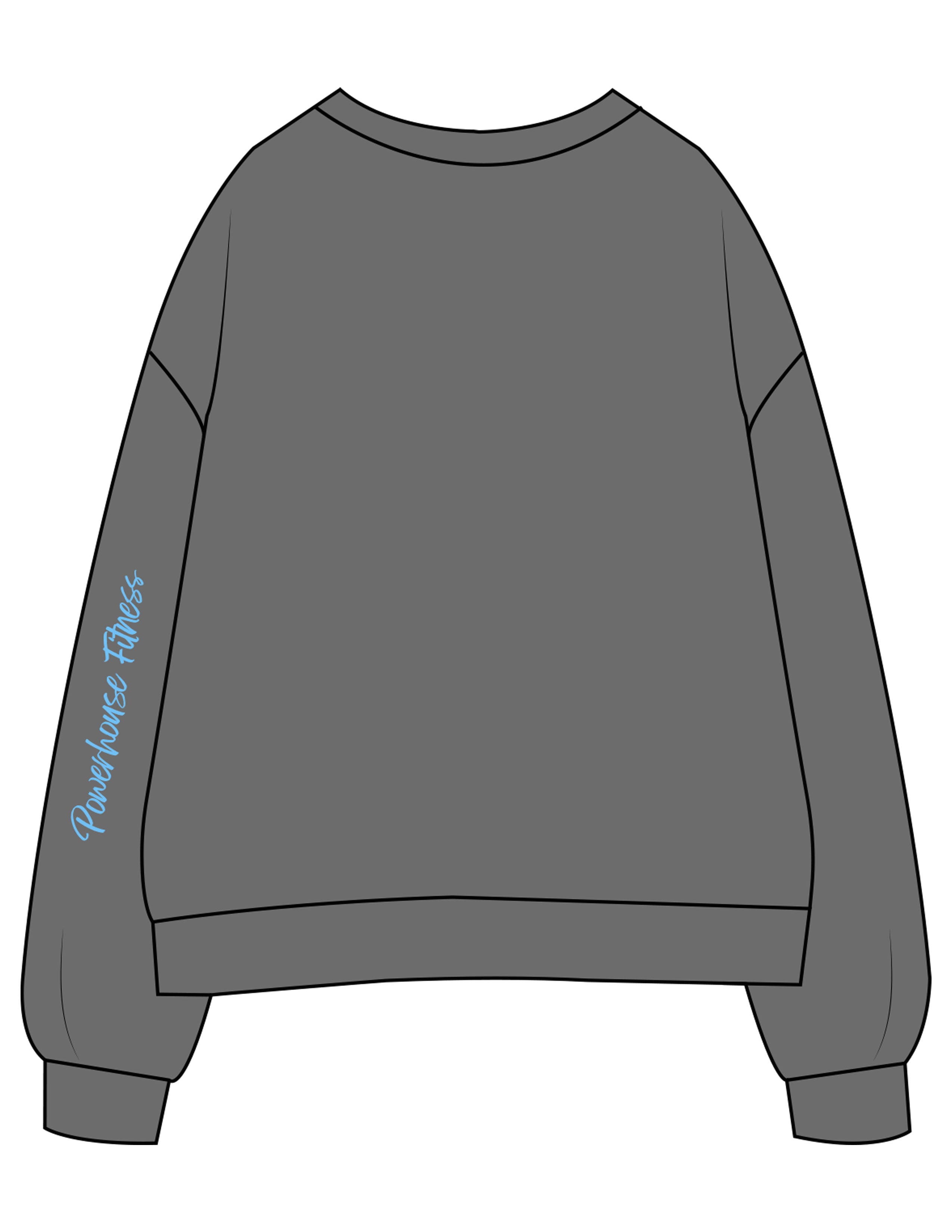 The Womens Crewneck - Shadow - Powerhouse Fitness - Center Chest "LAGREE" & Back Left Sleeve - Printed - Full Color
