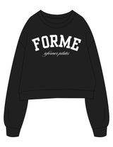 The Womens Crop Crewneck - Black - LA FORME PILATES - Center Chest Stacked - Printed - White