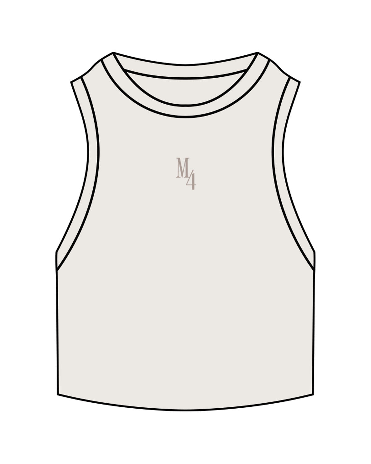 The Ribbed Crop Tank - Bone - M4Lagree -"M4" - Center Chest - Embroidered - Tone on Tone