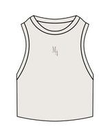 The Ribbed Crop Tank - Bone - M4Lagree -"M4" - Center Chest - Embroidered - Tone on Tone