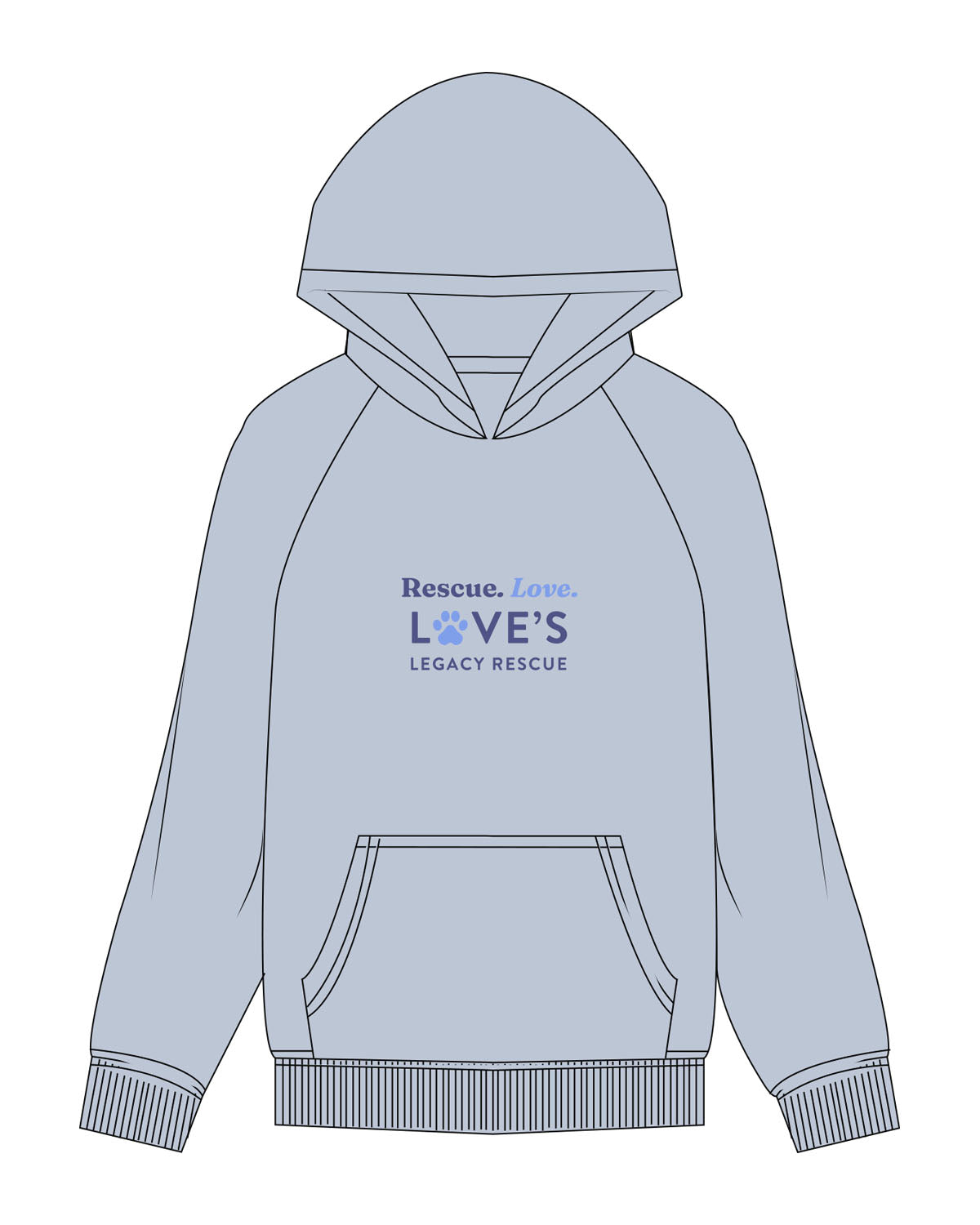 The Womens Hoodie - Powder - LLR - Chest Stacked - Printed - Full Color