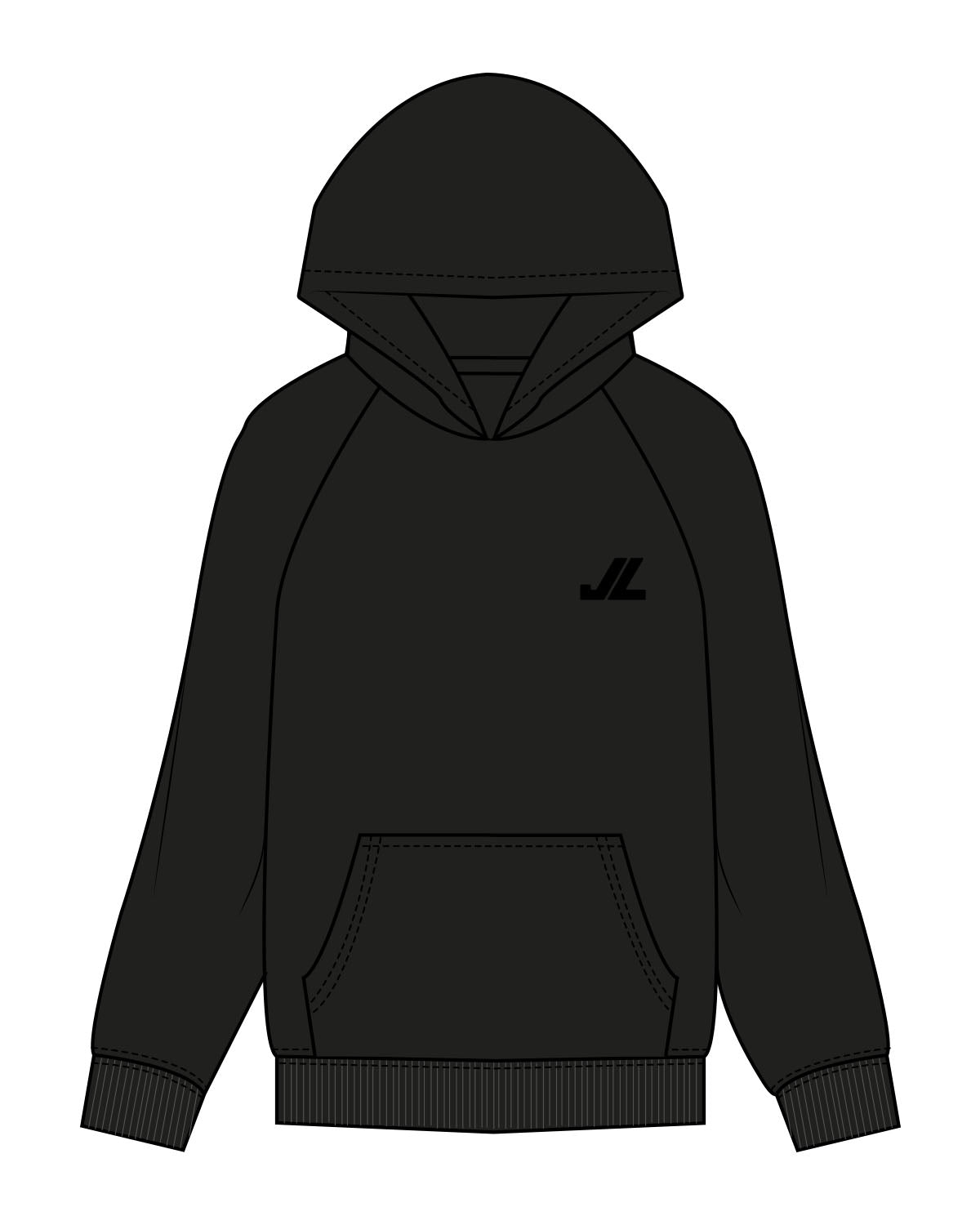 The Womens Hoodie - Black - JL Marketing - Left Chest - Printed - Tone on Tone