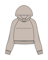 The Womens Crop Hoodie - Bone - Clearly Pilates - Center Chest - Tone on Tone