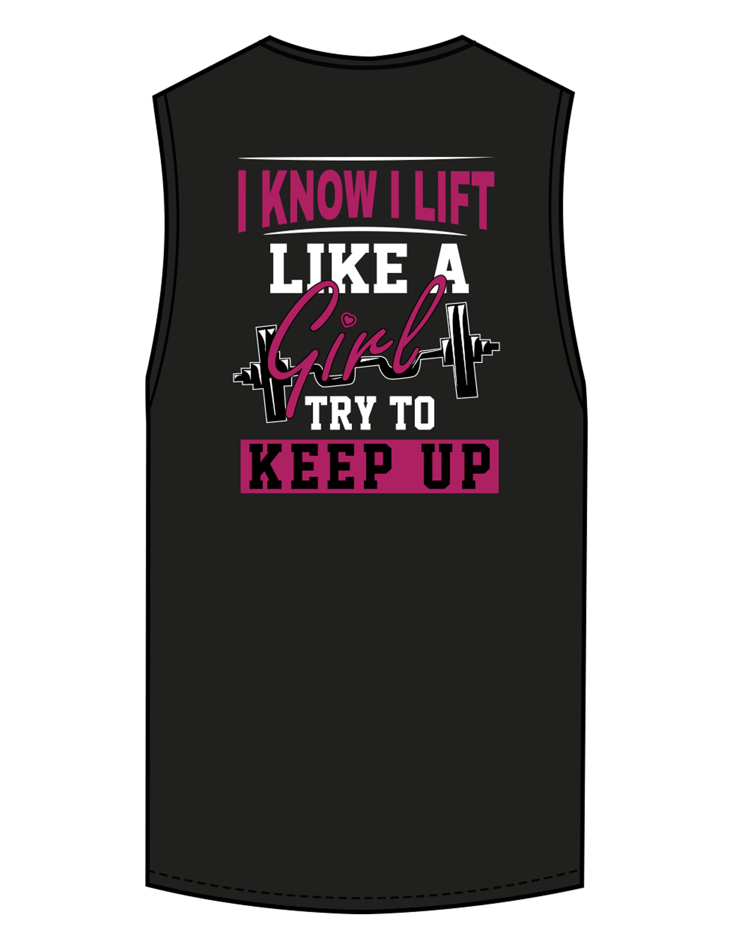 The Scoop Muscle Tank - Black - Delta Fitness - Center Chest & Back Stacked "I LIFT" - Printed - Full Color