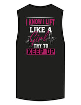 The Scoop Muscle Tank - Black - Delta Fitness - Center Chest & Back Stacked "I LIFT" - Printed - Full Color