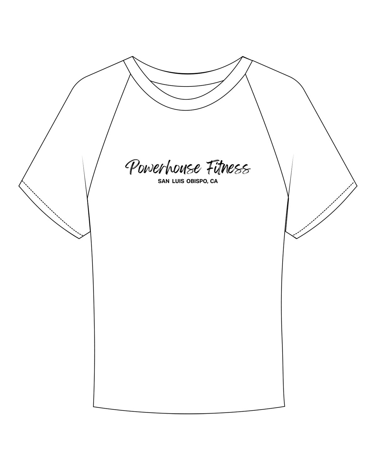 The Micro Rib Baby Tee - White - Powerhouse Fitness - Center Chest Stacked - Printed - Black