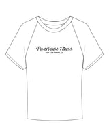 The Micro Rib Baby Tee - White - Powerhouse Fitness - Center Chest Stacked - Printed - Black