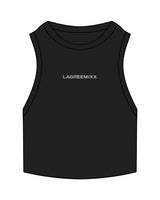 The Ribbed Crop Tank - Black - LagreeMixx - Center Chest - Embroidered - Bone