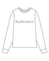 The Womens Long Sleeve - White - THE PILATES DISTRICT - Center Chest - Printed - Black