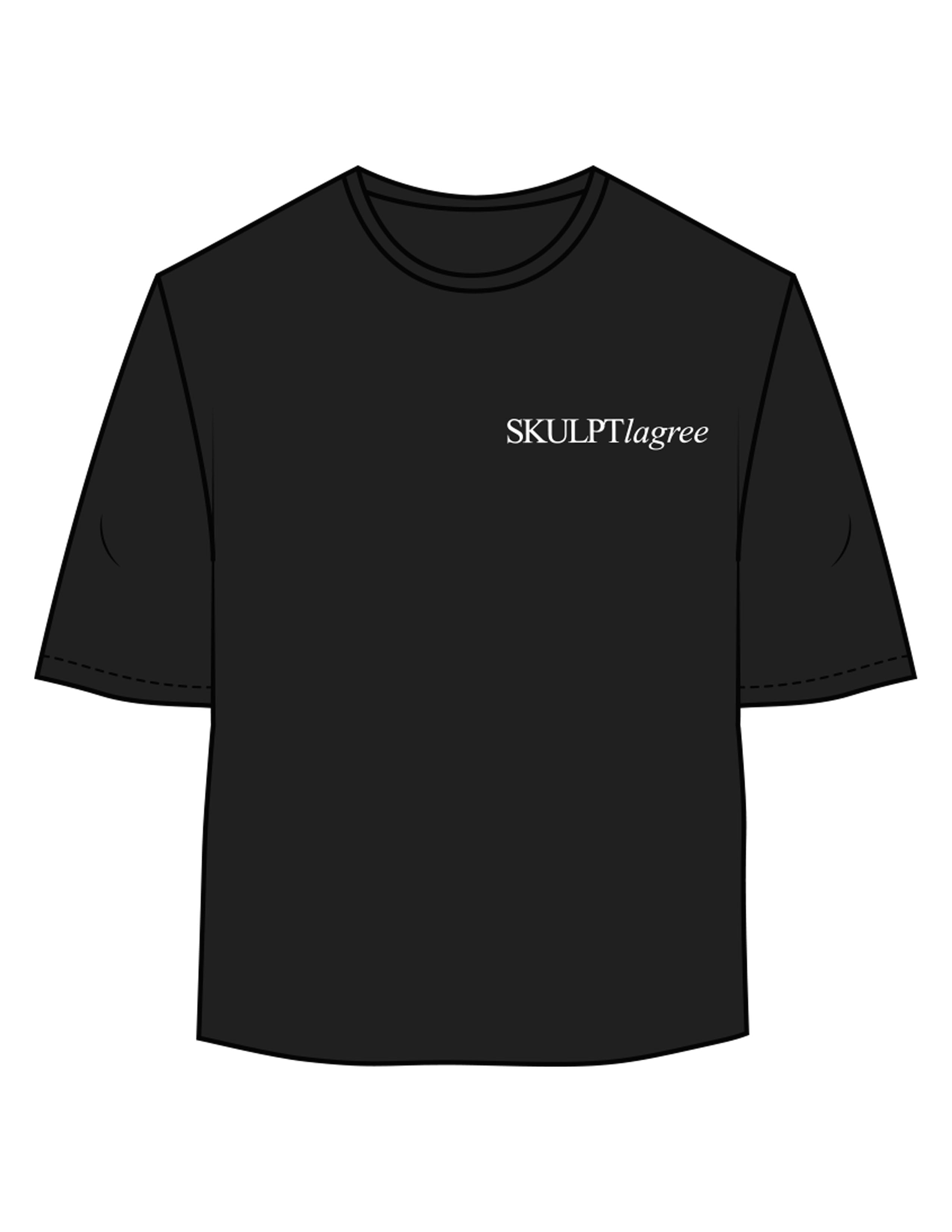 The Oversized Crop Tee - Black - Skulpt Lagree - Left Chest - Printed - White