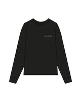 The Womens Long Sleeve - Black - Karve - Left Chest & Center Back - Printed - Light Brown