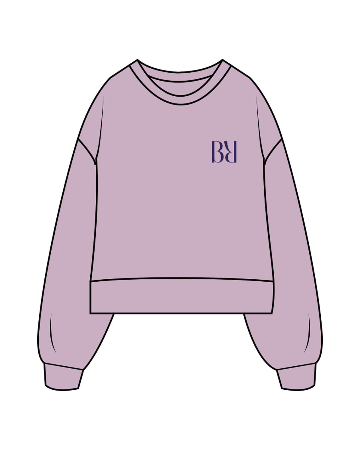 The Womens Heavyweight Crop - Lavender - Barre Ripple - Left Chest & Back Stacked - Printed - Purple
