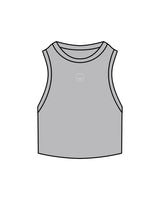 The Ribbed Crop Tank - Storm - Squeeze Massage - Center Chest - Embroidered - White