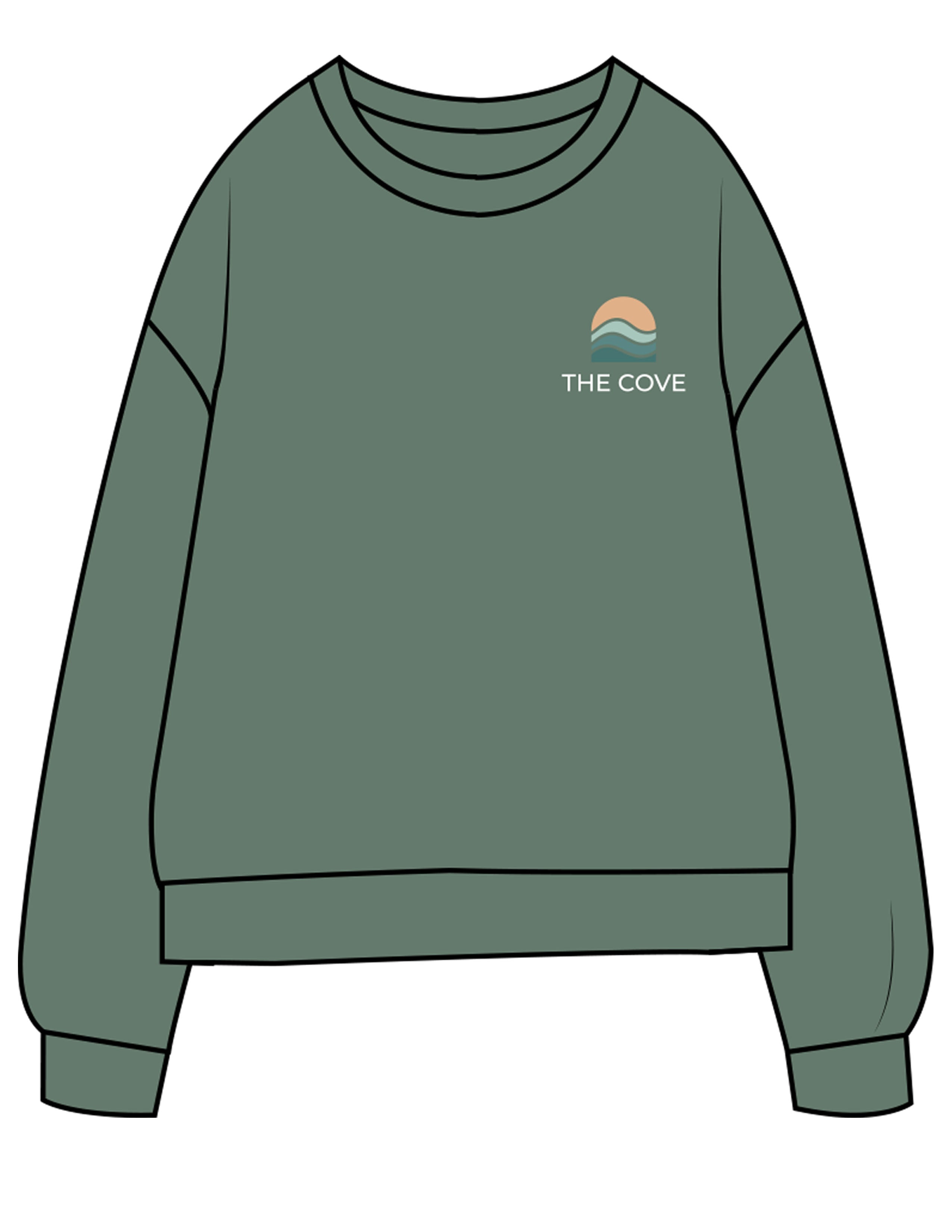 The Midweight Unisex Crewneck - Washed Alpine - The Cove - Left Chest - Printed - Full Color