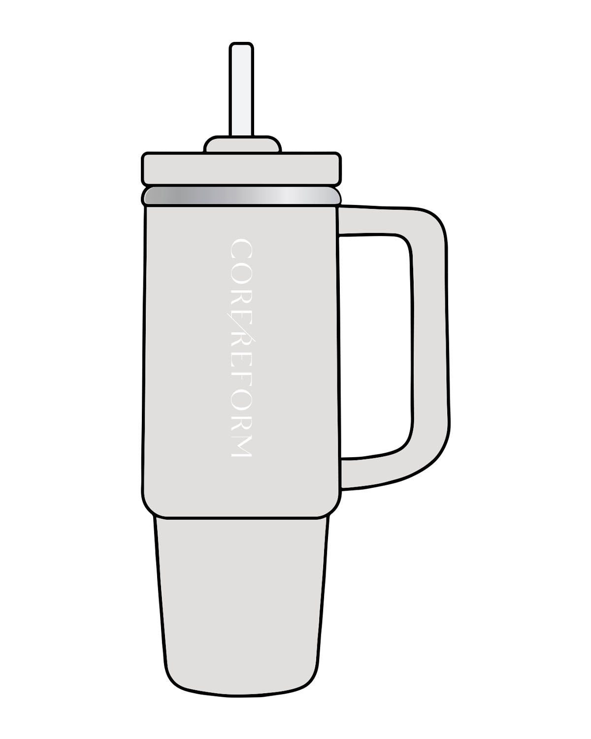 The Tumbler Cup - Light Gray -  CORE REFORM - Center body - White