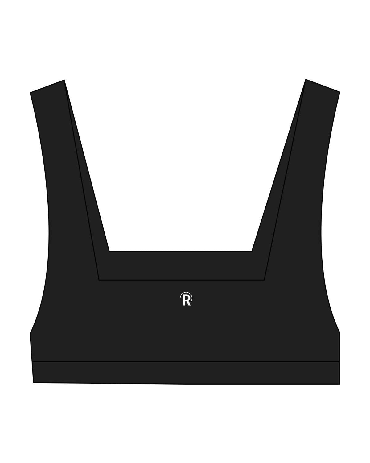 The Box Cut Bra - Black - Reform Fitness - Center Chest & Center Back - Printed - White