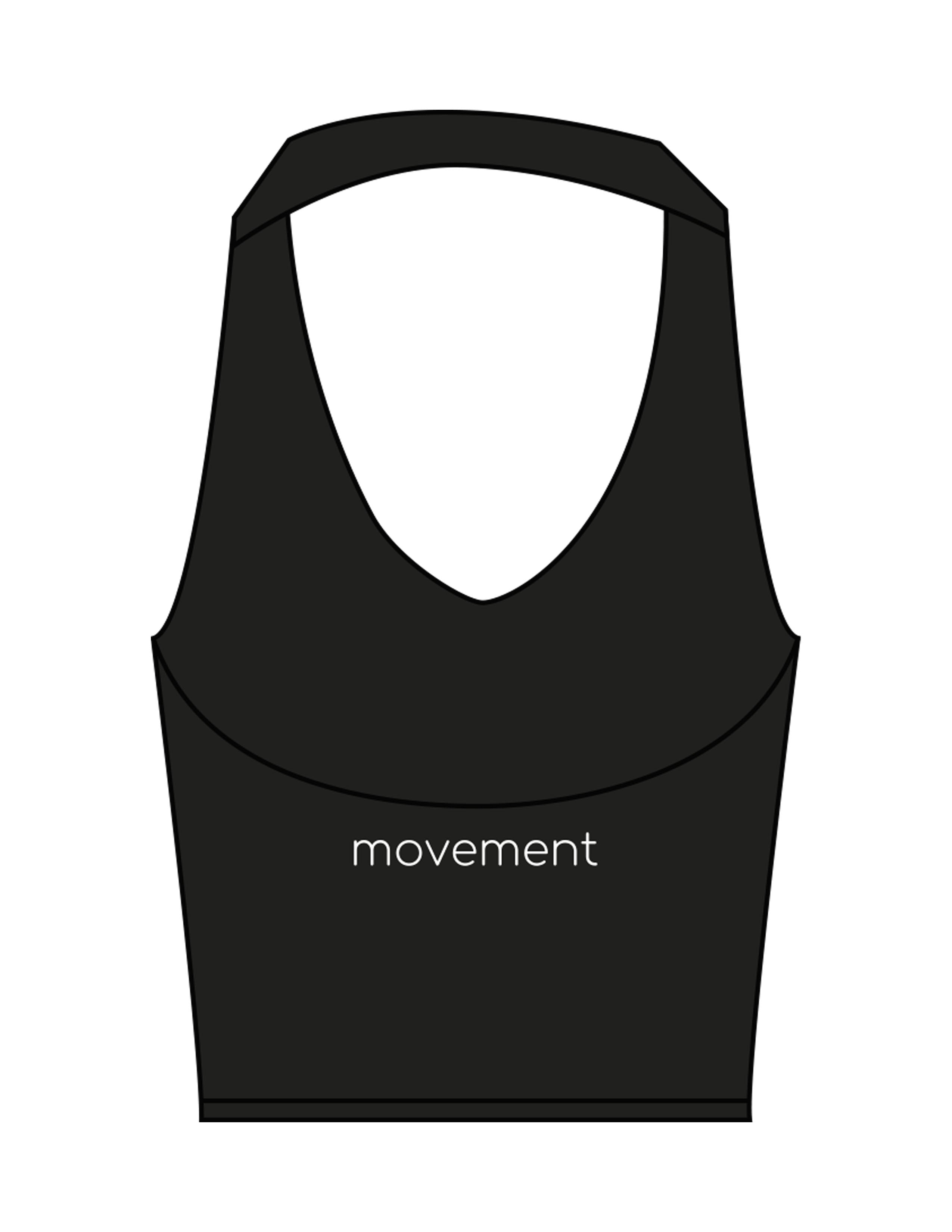 The Halter Tank - Black - Movement Pilates Buffalo - Center Back - Printed - White