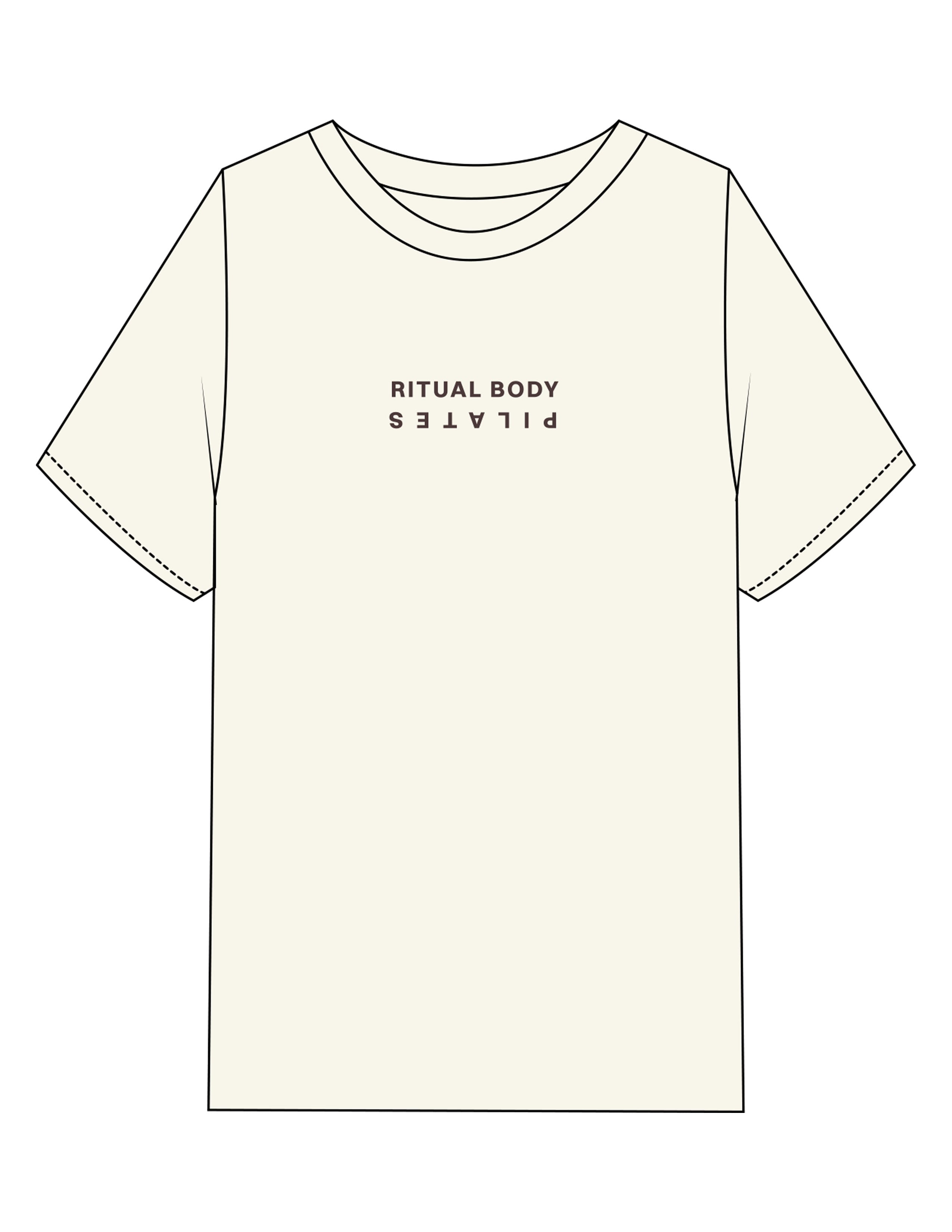 The Womens Heavyweight Tee - Off White - Ritual Body - Center Chest Inverted & Back Script - Printed - Brown