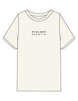 The Womens Heavyweight Tee - Off White - Ritual Body - Center Chest Inverted & Back Script - Printed - Brown