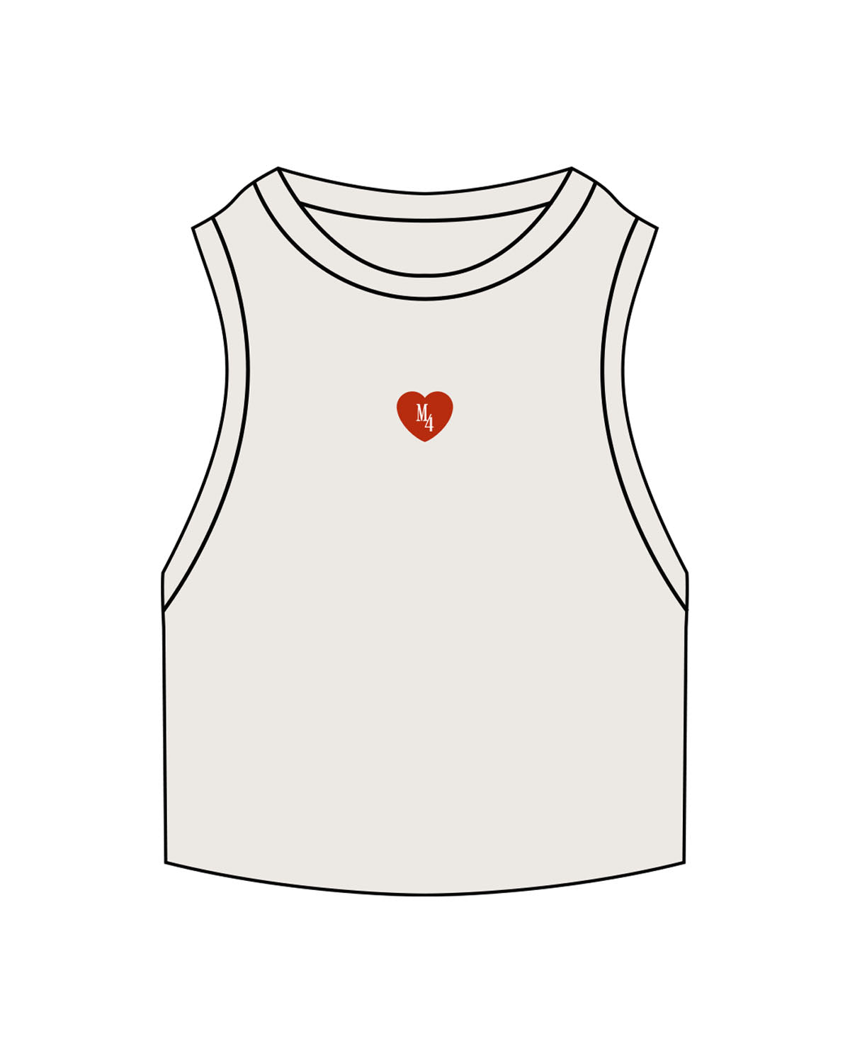 The Ribbed Crop Tank - Bone - M4Lagree - Center Chest Logo - Embroidered - Full Color