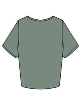 The Crop Tee - Sage - Karve - Center Chest Stacked - Printed - White