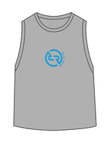 The Daily Crop Tank - Heather Gray - Rebel Ride - Center Chest Icon - Printed - Blue