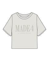 The Heavyweight Crop Tee - Washed Bone - M4Lagree - Center Chest Stacked & Back Neckline Icon - Tone on Tone